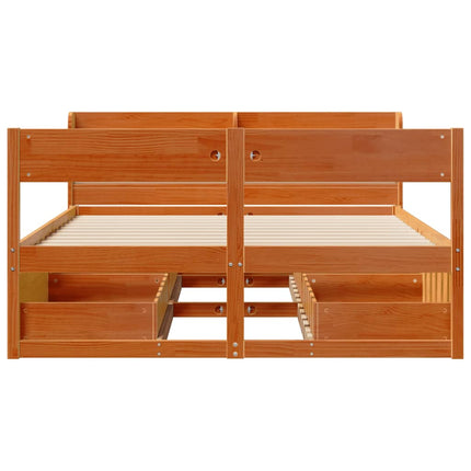 Letto senza Materasso Marrone Cera 150x200 cm in Legno di Pino