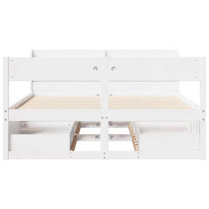 Letto senza Materasso Bianco 135x190 cm Legno Massello di Pino