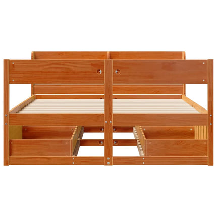 Letto senza Materasso Marrone Cera 135x190 cm in Legno di Pino