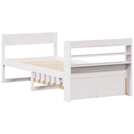 Letto senza Materasso Bianco 75x190 in Legno Massello di Pino