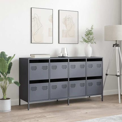 Credenza Antracite 135x39x73,5 cm in Acciaio Laminato a Freddo