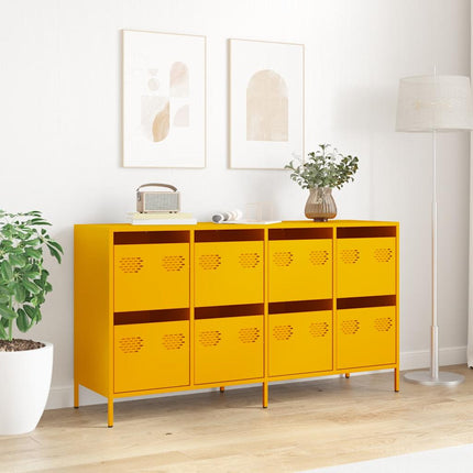 Credenza Giallo Senape 135x39x73,5 cm Acciaio Laminato a Freddo