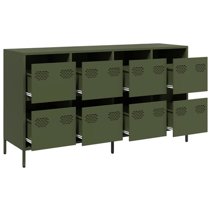 Credenza Verde Oliva 135x39x73,5 cm Acciaio Laminato a Freddo