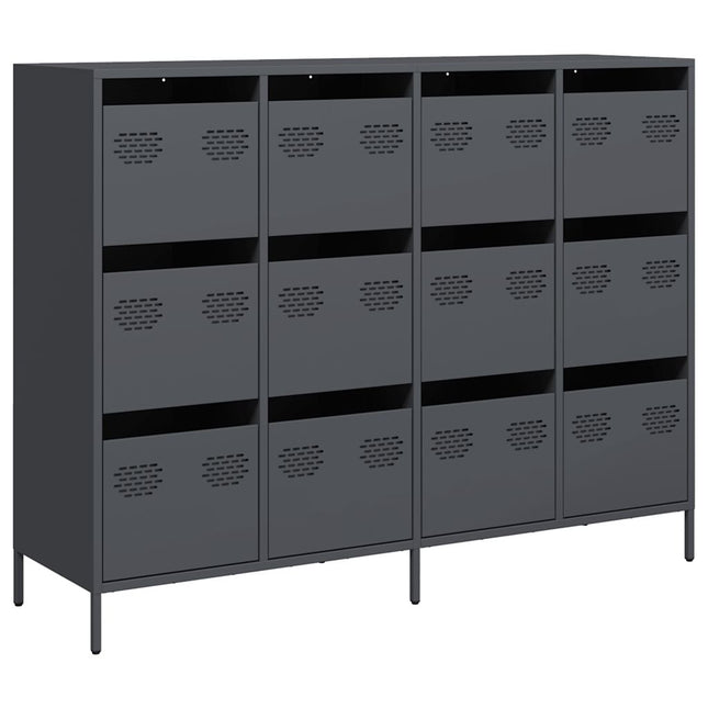 Credenza Antracite 135x39x103,5 cm in Acciaio Laminato a Freddo