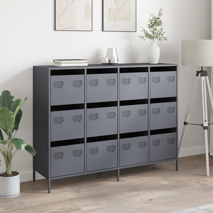 Credenza Antracite 135x39x103,5 cm in Acciaio Laminato a Freddo