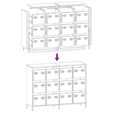 Credenza Antracite 135x39x103,5 cm in Acciaio Laminato a Freddo