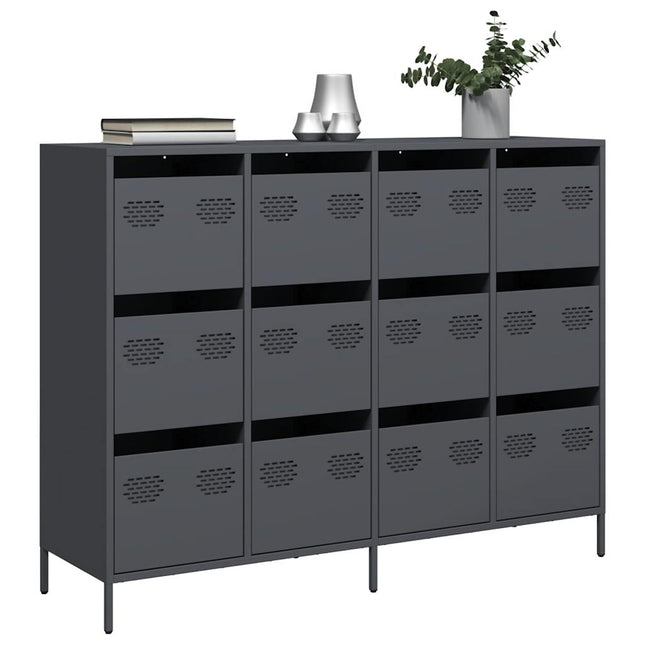 Credenza Antracite 135x39x103,5 cm in Acciaio Laminato a Freddo