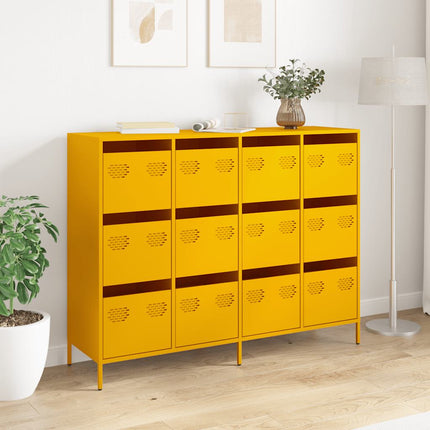 Credenza Giallo Senape 135x39x103,5 cm Acciaio Laminato Freddo