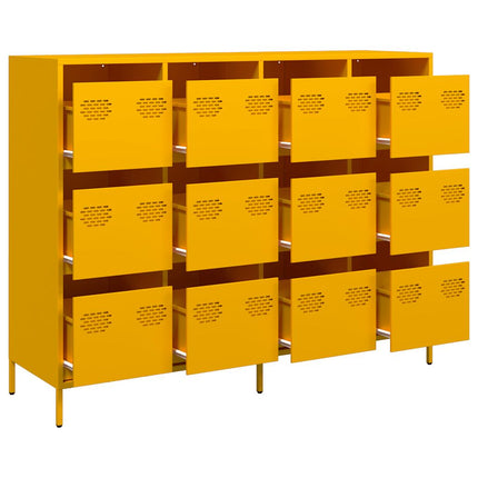Credenza Giallo Senape 135x39x103,5 cm Acciaio Laminato Freddo