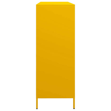 Credenza Giallo Senape 135x39x103,5 cm Acciaio Laminato Freddo