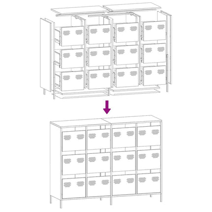 Credenza Giallo Senape 135x39x103,5 cm Acciaio Laminato Freddo