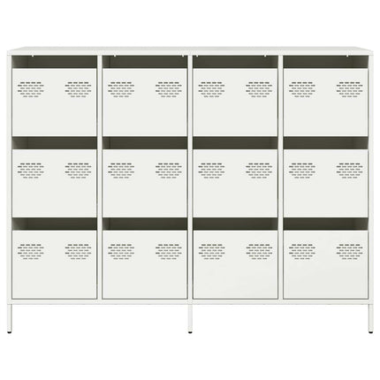 Credenza Bianca 135x39x103,5 cm in Acciaio Laminato a Freddo