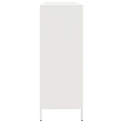 Credenza Bianca 135x39x103,5 cm in Acciaio Laminato a Freddo