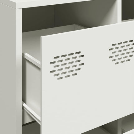Credenza Bianca 135x39x103,5 cm in Acciaio Laminato a Freddo