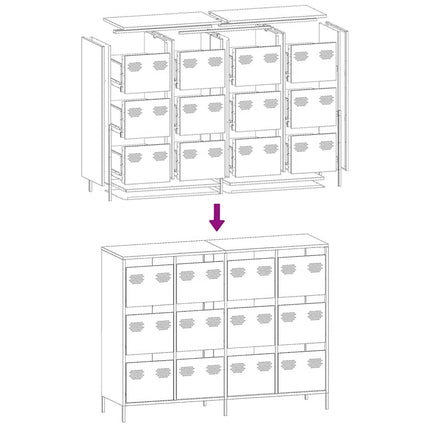 Credenza Bianca 135x39x103,5 cm in Acciaio Laminato a Freddo