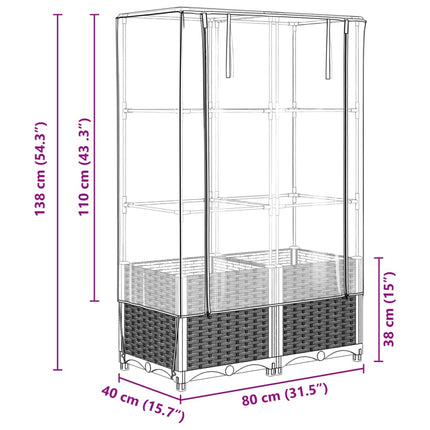 Letto Rialzato con Copertura Serra Effetto Rattan 80x40x138 cm