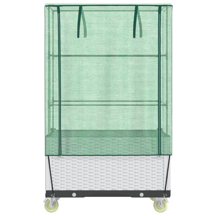 Letto Rialzato con Copertura e Ruote Effetto Rattan 80x50x182cm