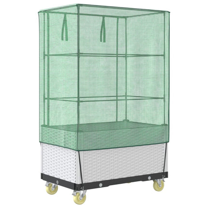 Letto Rialzato con Copertura e Ruote Effetto Rattan 80x50x182cm