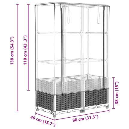 Letto Rialzato con Copertura Serra Effetto Rattan 80x40x138 cm