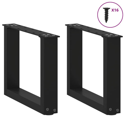 Gambe Tavolino da CaffÃƒÂ¨ a U 2 pz Nero 30x(30-31) cm in Acciaio