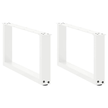Gambe Tavolino da CaffÃ¨ a U 2 pz Bianco 60x(30-31)cm in Acciaio