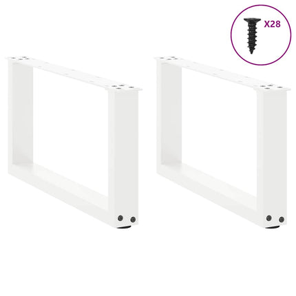 Gambe Tavolino da CaffÃƒÂ¨ a U 2 pz Bianco 70x(30-31)cm in Acciaio