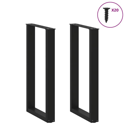 Gambe Tavolino da CaffÃƒÆ’Ã‚Â¨ a U 2 pz Nero 40x(90-91) cm in Acciaio