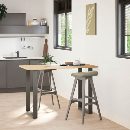 Gambe Tavolino CaffÃƒÆ’Ã‚Â¨ a U 2 pz Antracite 60x(90-91)cm in Acciaio