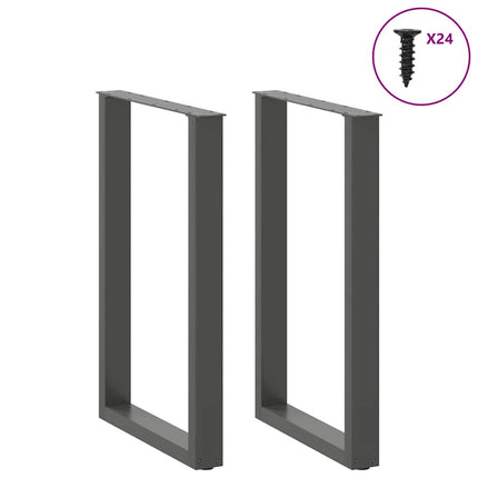 Gambe Tavolino CaffÃƒÆ’Ã‚Â¨ a U 2 pz Antracite 60x(90-91)cm in Acciaio