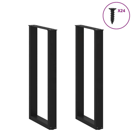 Gambe Tavolino da CaffÃƒÆ’Ã‚Â¨ a U 2 pz Nero 50x(100-101)cm in Acciaio