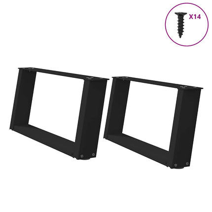 Gambe Tavolino da CaffÃ¨ a U 2 pz Nero 70x(30-31) cm in Acciaio
