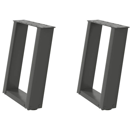 Gambe Tavolino CaffÃƒÂ¨ a U 2 pz Antracite 38x(42-43) cm Acciaio