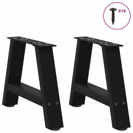 Gambe Tavolino da Caffè a A 2 pz Nero 30x(30-31) cm in Acciaio