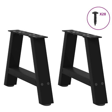 Gambe Tavolino da CaffÃƒÂ¨ a A 2 pz Nero 50x(30-31) cm in Acciaio