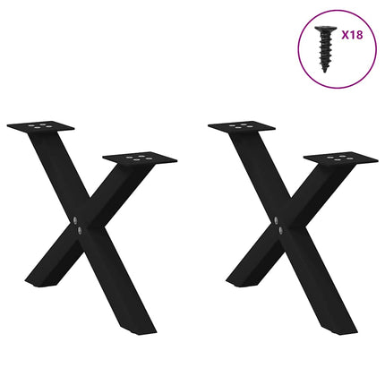 Gambe Tavolino da CaffÃƒÂ¨ a X 2 pz Nero 50x(30-31) cm in Acciaio