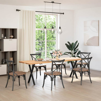 Gambe Tavolo Pranzo a Forma X 2 pz Nero 57x(72-73) cm Acciaio