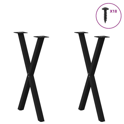 Gambe Tavolo Pranzo a Forma X 2 pz Nero 57x(72-73) cm Acciaio