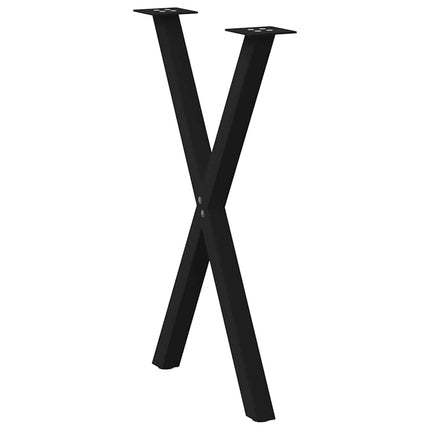 Gambe Tavolo Pranzo a Forma X 2 pz Nero 57x(72-73) cm Acciaio