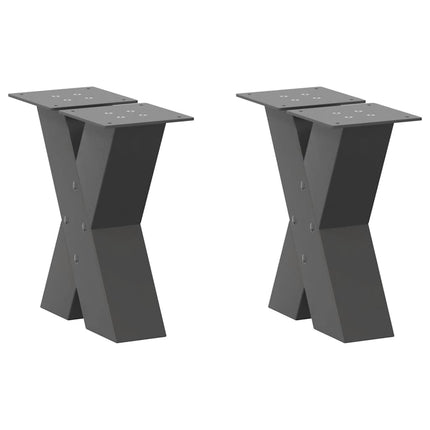 Gambe Tavolino CaffÃƒÂ¨ a X 2 pz Antracite 30x(30-31)cm in Acciaio