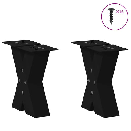 Gambe Tavolino da CaffÃƒÂ¨ a X 2 pz Nero 40x(30-31) cm in Acciaio