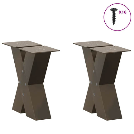 Gambe Tavolino CaffÃƒÂ¨ a X 2 pz Naturale 40x(30-31) cm in Acciaio