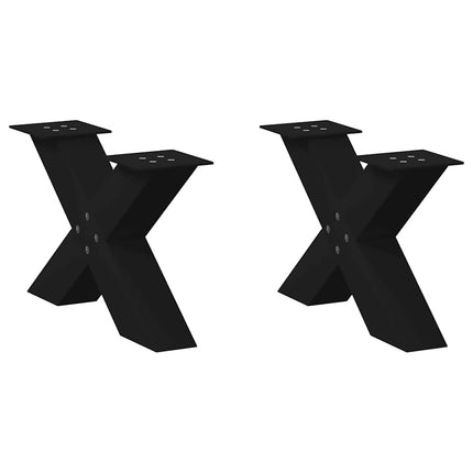 Gambe Tavolino da CaffÃƒÂ¨ a X 2 pz Nero 50x(30-31) cm in Acciaio