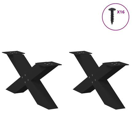 Gambe Tavolino da CaffÃ¨ a X 2 pz Nero 70x(30-31) cm in Acciaio