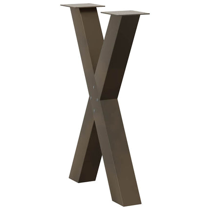 Gambe Tavolo Pranzo a X 2 pz Naturale 60x(72-73) cm Acciaio