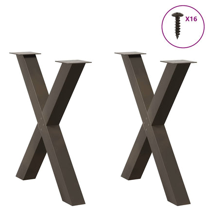 Gambe Tavolo Pranzo a X 2 pz Naturale 70x(72-73) cm Acciaio