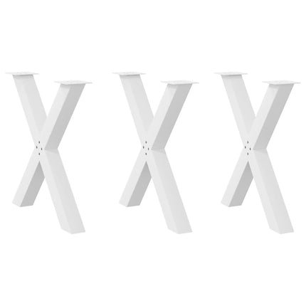 Gambe Tavolo Pranzo a X 3 pz Bianco 80x(72-73) cm Acciaio