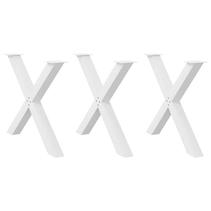 Gambe Tavolo Pranzo a X 3 pz Bianco 90x(72-73) cm Acciaio