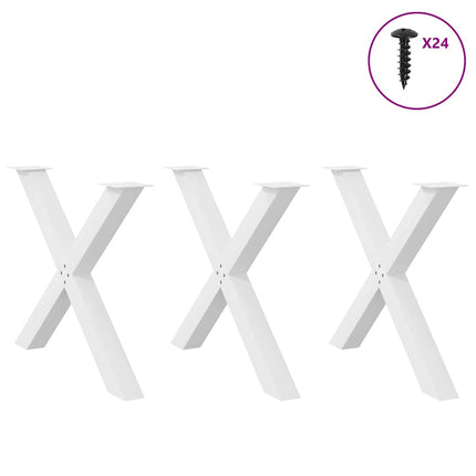 Gambe Tavolo Pranzo a X 3 pz Bianco 90x(72-73) cm Acciaio