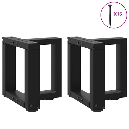 Gambe Tavolino da CaffÃƒÂ¨ a T 2 pz Nero 30x25x(30-31) cm Acciaio