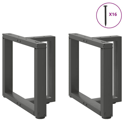 Gambe Tavolino CaffÃƒÂ¨ a T 2 pz Antracite 50x25x(30-31)cm Acciaio